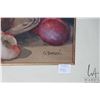 Image 3 : Antique gilt framed still-life original watercolour painting of apples and grapes, signed by artist 