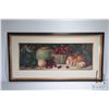 Image 1 : Antique framed still-life, original watercolour painting of oranges and cherry baskets, artist signe