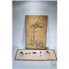 Image 1 : One framed and one stretcher African Batik prints including zebras and flamingos