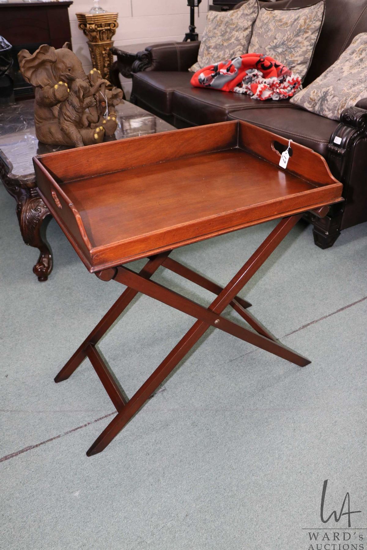 Antique Mahogany butler's table with folding stand circa 1890-1900