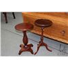 Image 1 : Two vintage mahogany single pedestal wine tables including an 18" and 21"