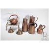 Image 1 : Selection of antique copper and brass ware including two insulated copper carafes with ironstone lin