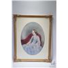 Image 1 : Antique gilt framed pencil drawn portrait of a young woman, signed by artist Geo. Drummond, 19 1/2" 