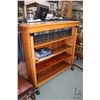 Image 1 : Biedermeier style four tier open bookshelf with large carved paw feet and decorative columns, 52" X 