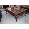 Image 1 : Heavily carved modern three piece parlour set with 54" X 35" coffee table and two 28" square side ta