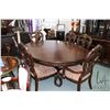 Image 1 : Modern ornately carved dining set including 60" center pedestal round table with 16" insert leaf and