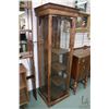 Image 1 : Hand made single door curio display cabinet with three fixed side mounted shelves, 20" wide X 17" de