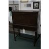 Image 1 : Antique fall writing desk with fitted interior and barley twist supports, 32" X 16" X 46" in height