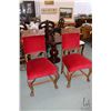 Image 1 : Pair of oak framed, heavily carved Renaissance revival side chairs with velvet upholstered seat and 