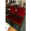 Image 1 : Two antique oak dining chair with decorative carved front supports, velvet upholstered seat and back