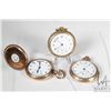 Image 1 : Three non-working pocket watches including Hamilton 17 jewel in base metal open face case with Arabi