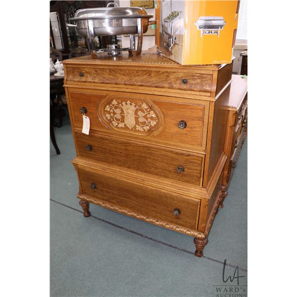 Antique oak four drawer highboy to match lot 207