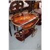 Image 2 : Vintage Italian inlaid marquetry drinks trolley with brass galley and bottle storage