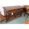 Image 1 : Antique quarter cut oak sideboard with carved scenes in raised panel doors and other decorative carv