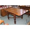 Image 1 : English quarter cut oak, Tudor style, draw leaf dining table, 36" square with two 13" leaves