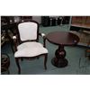 Image 1 : Modern Queen Anne style open armed parlour chair and 26" diameter occasional table