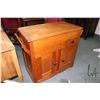 Image 1 : Antique wash stand/ dry sink with flip top lid, single drawer and double doors plus two towel bars, 