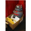 Image 1 : Five gallon shop vac with hose and accessories - working at time of cataloguing, plus three heavy du