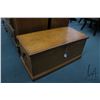 Image 1 : Antique wooden settler's trunk with hinged lid and small compartment inside, 38" X 18" X 18" in heig