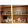 Image 1 : Two shelf lots of collectibles including Deco center bowl, selection of Royal Vale tableware, crysta