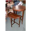 Image 1 : Two occasional tables including round mahogany table with under shelf and inlaid satin wood banding 