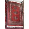 Image 1 : Vintage wool scatter rug with triple medallion, red background and highlights of cream, black etc. 3