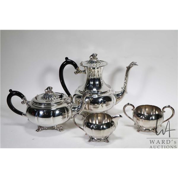 Four piece Viking silverplate gourd style tea service including teapot, cream, sugar and coffee pot