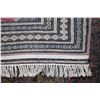 Image 2 : Vintage wool on cotton Pakastanian "Buchara" area carpet with geometric design, pink background and 