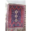 Image 1 : Vintage 100% Iranian wool "Shira" area carpet with triple medallions, blue background and highlights