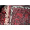 Image 3 : Vintage wool area carpet with multiple medallions and red background, highlights of black, taupe etc