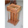 Image 1 : Small smoker's stand with single drawer, pull out ledge and protective brass top, 9" X 11" X 21" hig