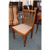 Image 1 : Antique oak framed side chair with crossed support and upholstered seat