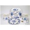 Image 1 : Three pieces of Delft pottery including a pair of matching hand painted and transfer ware planters, 