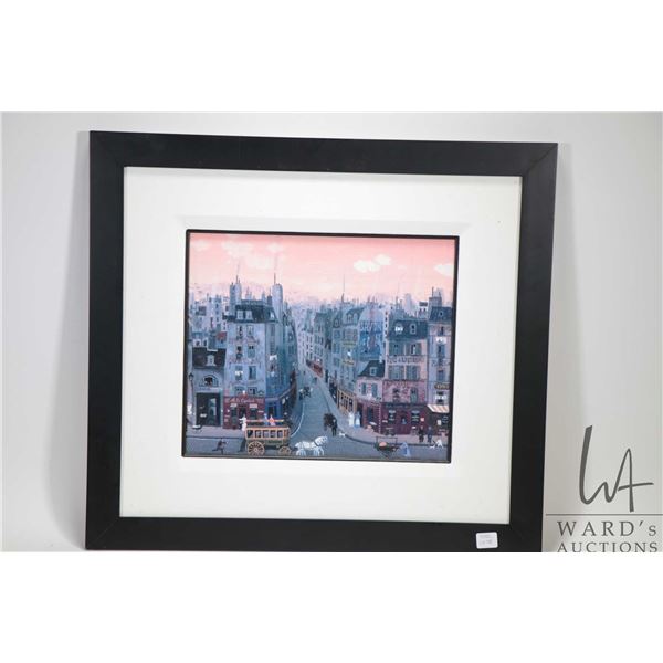 Framed original oil on board painting of a Parisian street scene by artist Michel Delacroix, note: a