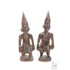 Image 2 : Two hand carved West African Ibeji figures including female figure and male, both approximately 9 1/