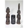 Image 1 : Two antique hand carved wooden African Mossi figures including 12" figure and a 10 1/2"