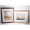 Image 1 : Framed original watercolour painting of an homestead in fall and signed by artist E. Cummins, 14" X 