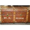 Image 2 : Canvas wrapped oak bound, antique steamer trunk with removable tray, 43" X 21" X 13"