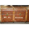 Image 2 : Canvas wrapped oak bound, antique steamer trunk with removable tray, 43" X 21" X 13"