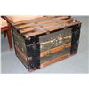Image 1 : Antique oak bound metal steamer trunk with removable tray and some original loose hardware, 28" X 16