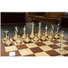 Image 2 : Quality vintage hand crafted chess set with turned wood and turned and cast metal chess pieces on in