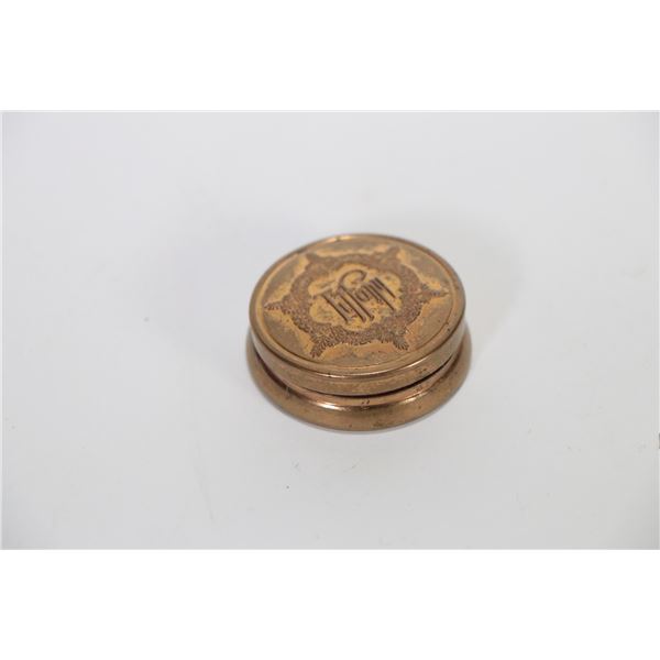 Small antique Tiffany Perfumers brass compact with mirrored lid