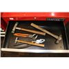 Image 2 : Craftsman three drawer roll cabinet and contents including pipe wrenches, vise grips, adjustable wre