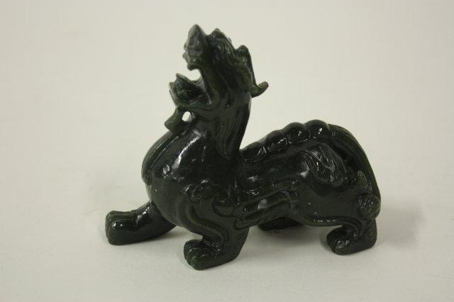 Fine green jade carving Pi Qiu beast - Dragon. Certificate of gem ...