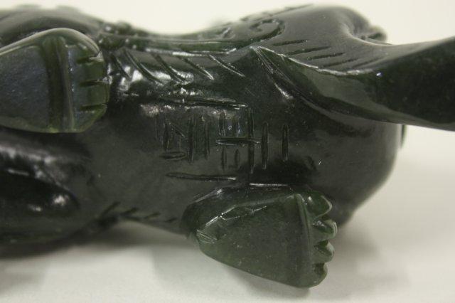 Fine green jade carving Pi Qiu beast - Dragon. Certificate of gem ...