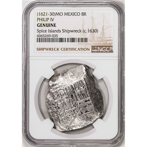 Spice Islands Shipwreck (1621-30)MO Mexico 8 Reales Philip IV Silver Coin NGC Genuine