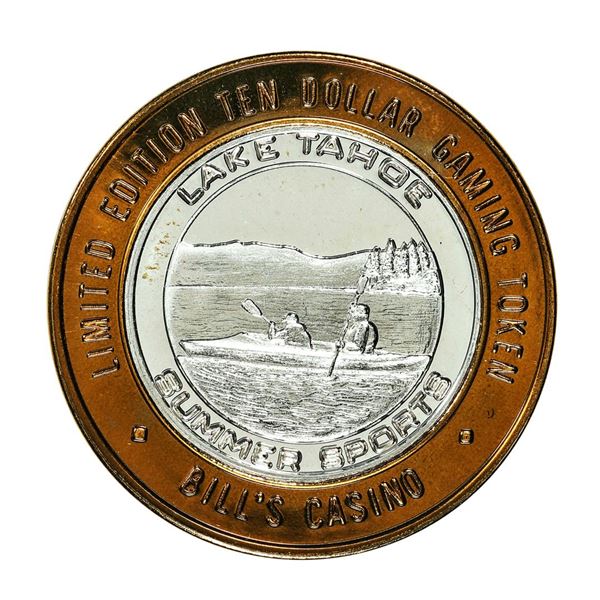 .999 Silver Bill's Casino Lake Tahoe, Nevada $10 Casino Gaming Token Limited Edition