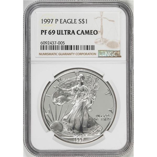 1997-P $1 Proof American Silver Eagle Coin NGC PF69 Ultra Cameo