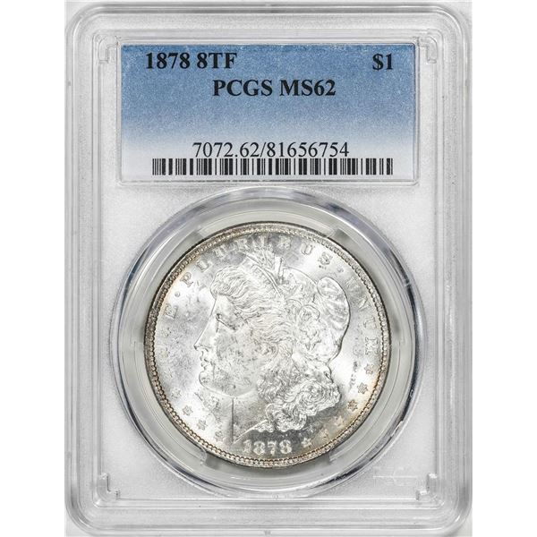 1878 8TF $1 Morgan Silver Dollar Coin PCGS MS62 Amazing Toning