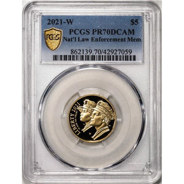 2021-W $5 National Law Enforcement Men Commemorative Gold Coin PCGS PR70DCAM